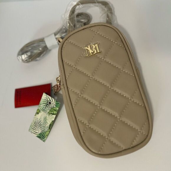 Badgley Mischka Quilted Crossbody Phone Bag - Beige, NWT - Picture 2 of 5